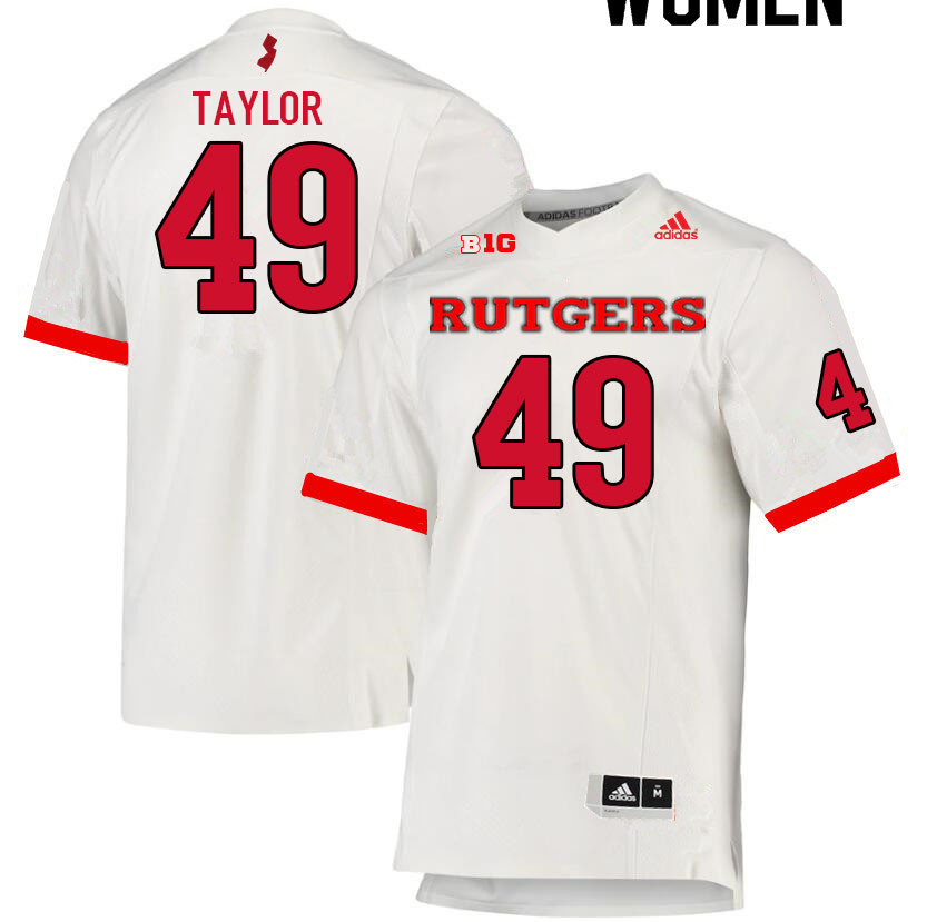 Women #49 Zack Taylor Rutgers Scarlet Knights College Football Jerseys Sale-White - Click Image to Close